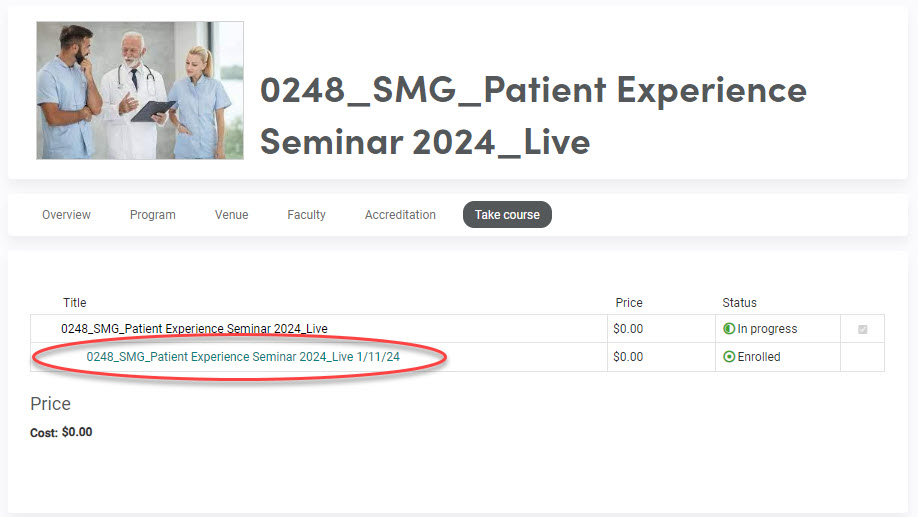 Patient Experience Seminar Enrollment Instructions #2