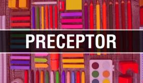 The word preceptor in front of books