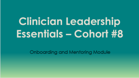 Cohort 8 onboarding and mentoring module